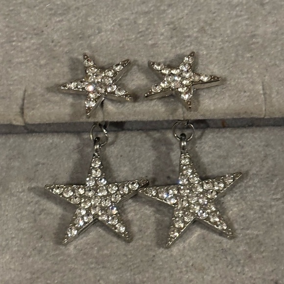 Star Rhinestone Dangle Earrings - Picture 3 of 9